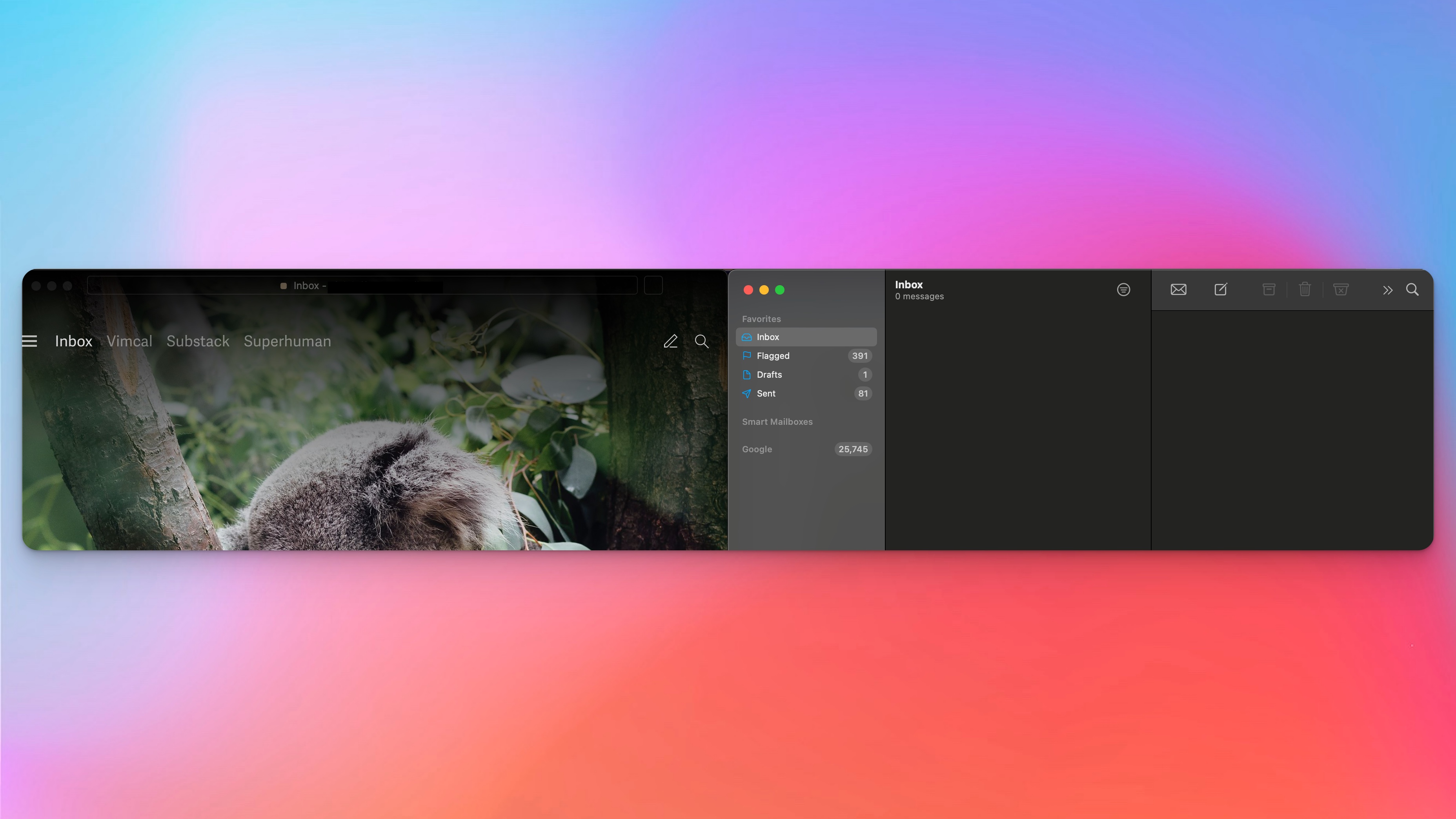 Superhuman vs Apple Mail UI Screenshot