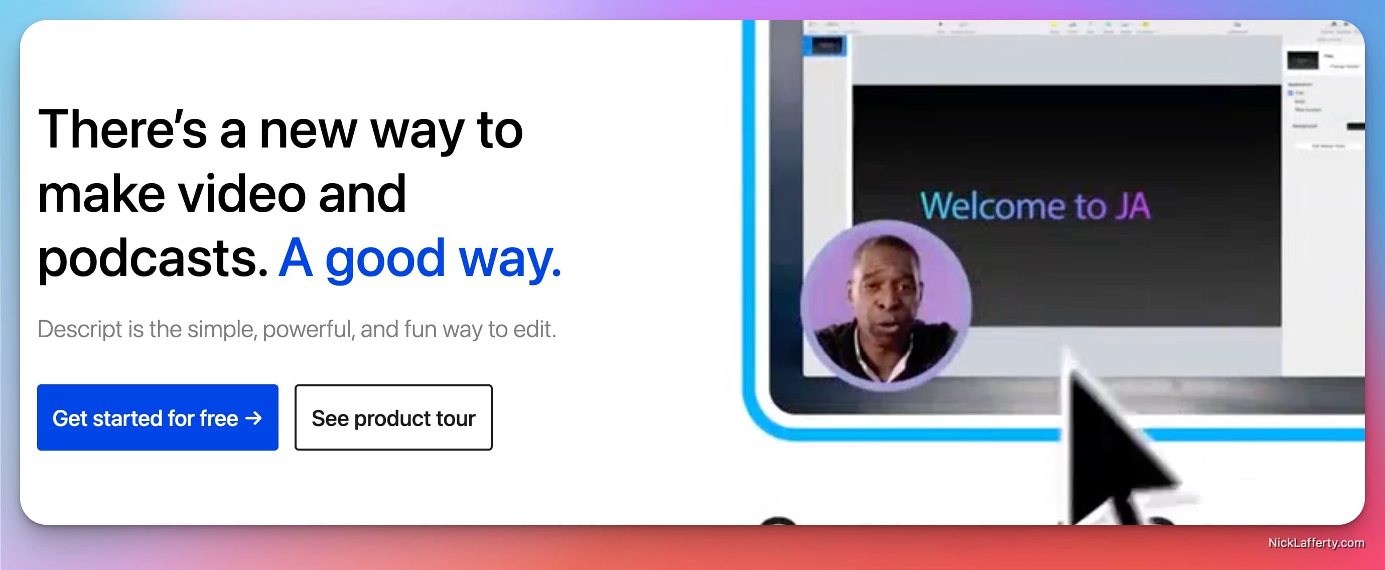 Descript Screenshot of Homepage