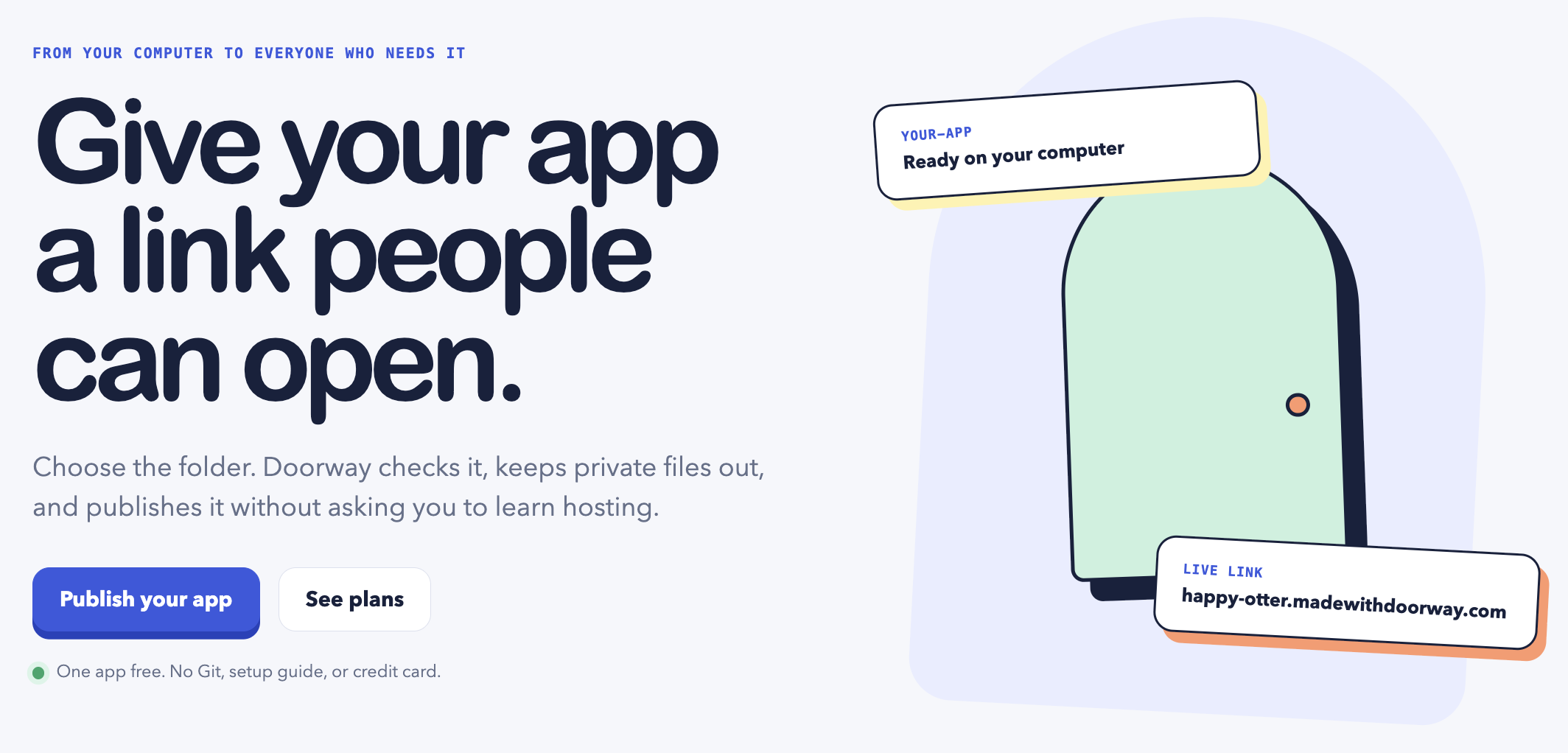 Doorway turns an app that is ready on your computer into a live link people can open