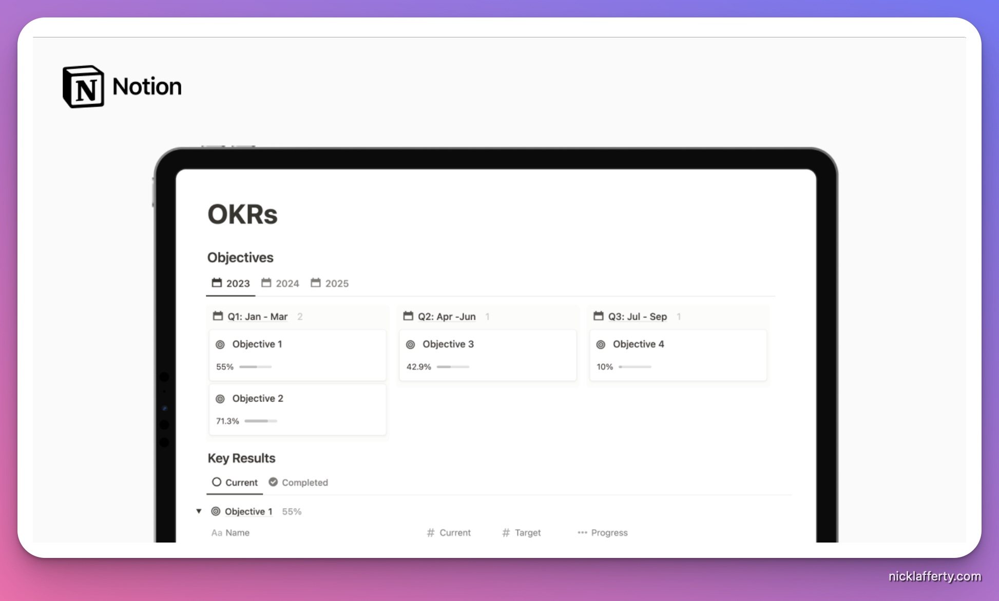 Easlo OKR Template Screenshot