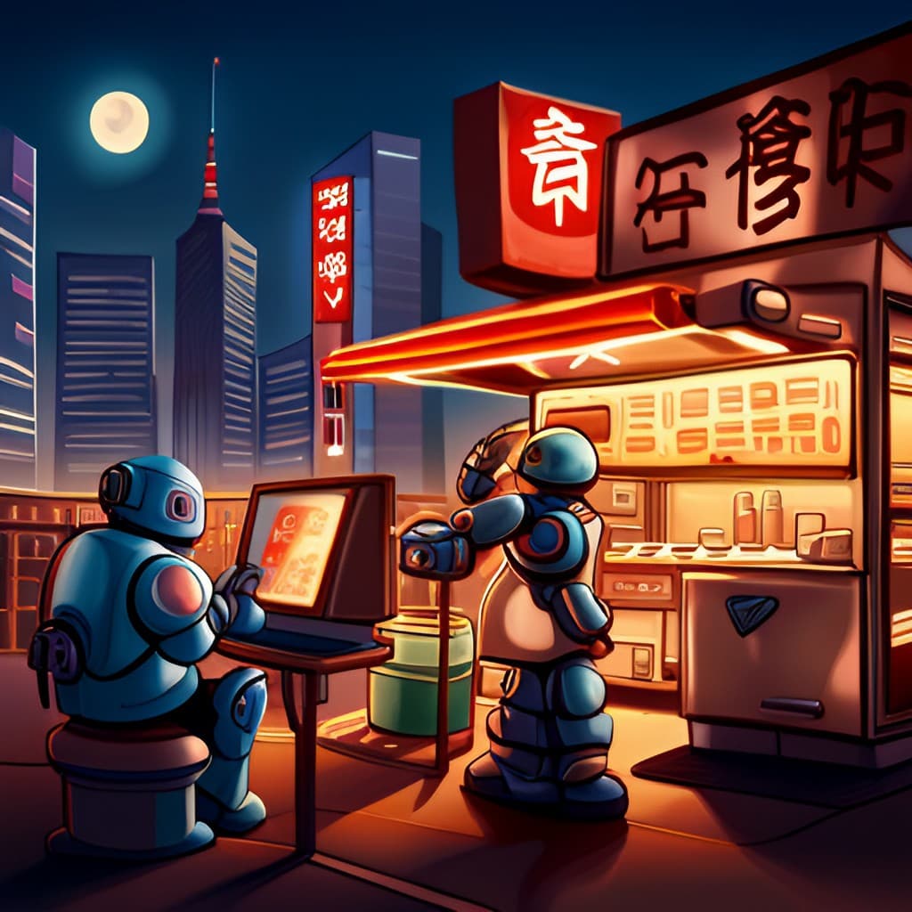 Jasper Image I made about a robot eating ramen noodles