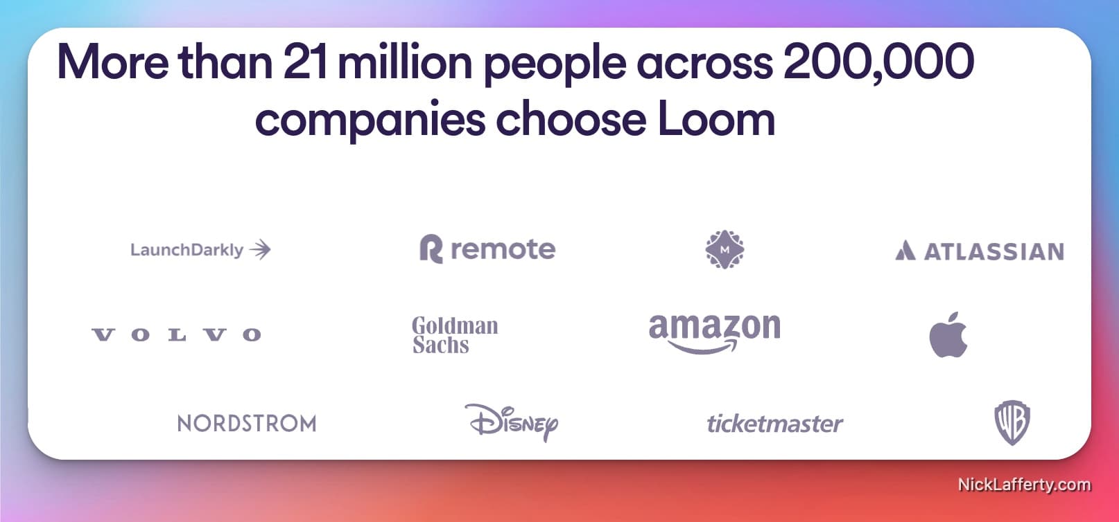 Loom User Count Screenshot of 21 million