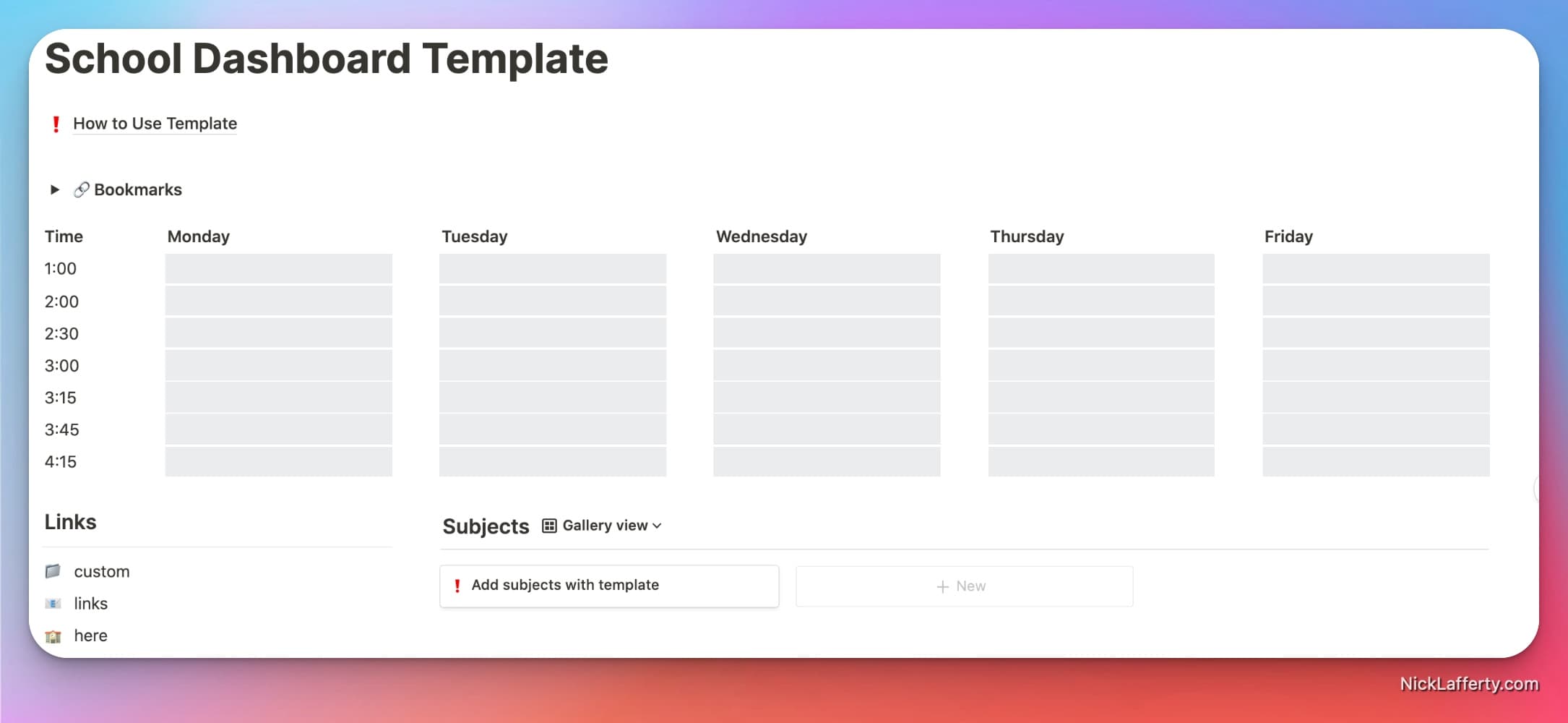 Notion Template For School by Sia