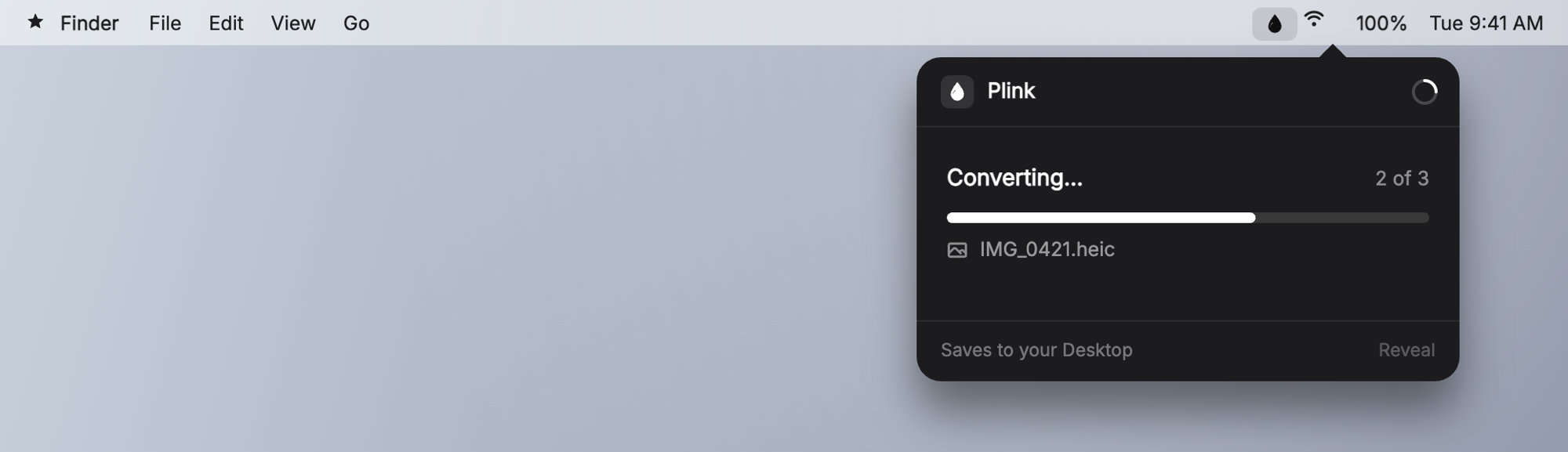 Plink converting a batch, showing a real progress bar