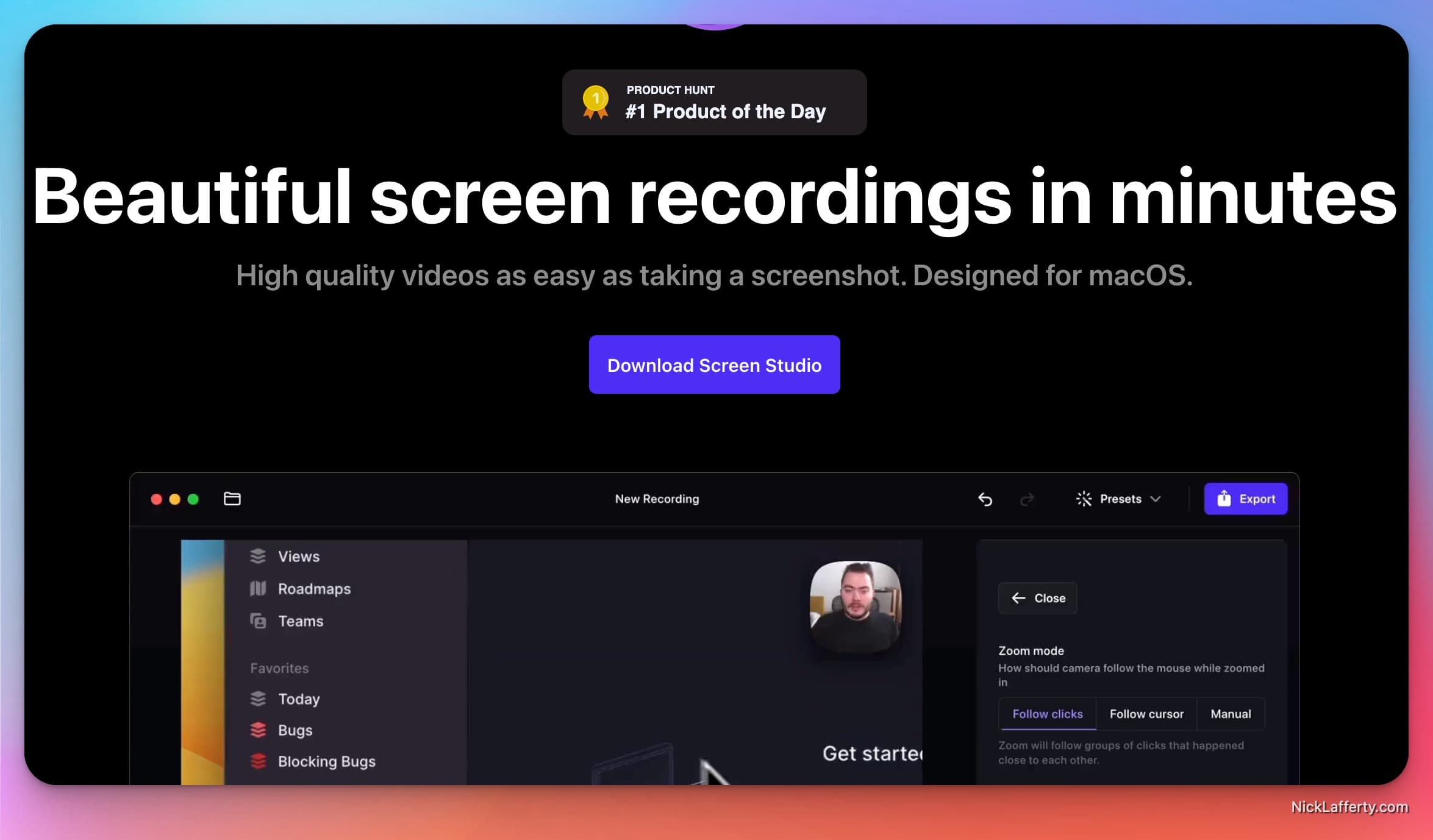 Screen Studio Homepage Screenshot