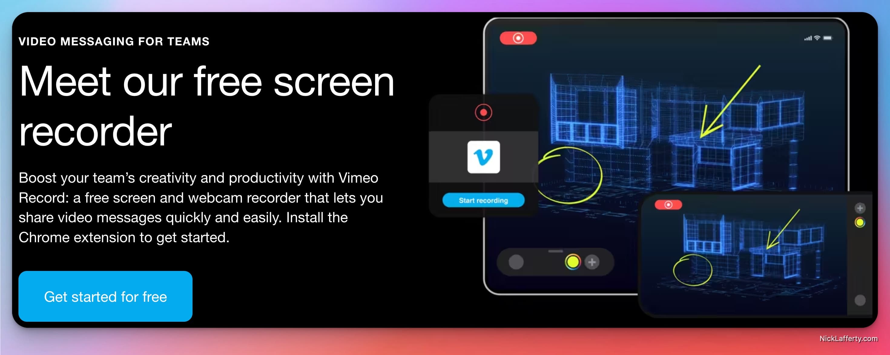 Vimeo Screen Record Homepage Screenshot