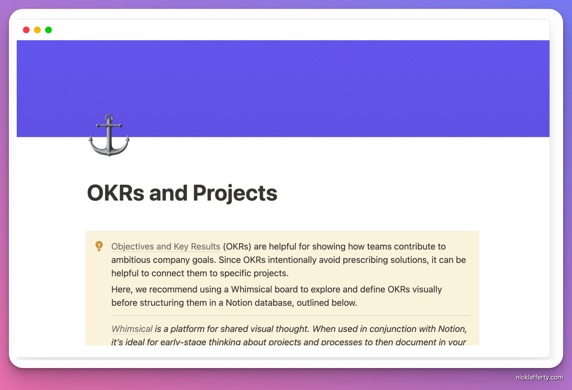 Whimsical OKR Template Screenshot